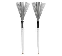 MUNEFE Drum Brushes Set, Double Headed Maple Drumstick Brushes, Portable Percussion Brush for Rock Band, Jazz Folk, Drummers (White)