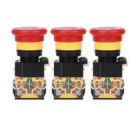 MUNEFE Emergency Stop Push Switch, Push Button, Industrial Parts Engineering Plastic 440V 10A 22mm for Practical Life (3Pcs)