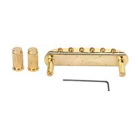 MUNEFE Guitars Bridges Tailpiece, 6 String Electric Guitar Bridge, 6 String Tailpiece Metal Accessory for Practice Session or Live Performance Tuning (Gold)