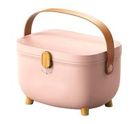 MUNEFE Oval Medicines Storage Box, Double Layer Medicines Storage Box, Multicompartment Medicines Organizer Box for Home Dorm (Pink)