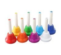 MUNGHOK 8 Piece Colourful Hand Bells Set, 8 Note Diatonic Bells Metal Hand Bell Music Bells for Festival, Music Lessons, Church Choir, Rhythm Learning
