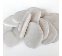 MUNGHOK Pack of 30 White Flat Stones for Painting, Small, 3-8 cm Pebbles, Decorative Stones, Natural Stones, Flat River Stones for Mandala Painting, Zen Garden, Flower Pots and Aquarium Decoration