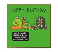 Mungo And Shoddy Funny Darts Birthday Card, 15 x 15 cm, with Brown Kraft Envelope