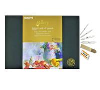 Mungyo Gallery Artists' Soft Oil Pastels Set of 72 (MOPV-72) With Blending Tortillon, Sandpaper, Eraser
