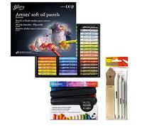 Mungyo Gallery Soft Oil Pastels Set of 48 (incl. Blending Stumps and Sandpaper Set, Pastel Holder)