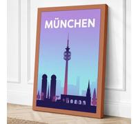 Munich at Dawn Vintage Canvas Wall Art Print 18x12 Inch (46 x 30 cm)
