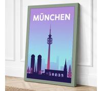 Munich at Dawn Vintage Canvas Wall Art Print 18x12 Inch (46 x 30 cm)