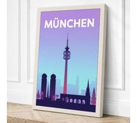 Munich at Dawn Vintage Canvas Wall Art Print 36x24 Inch (91 x 61 cm)