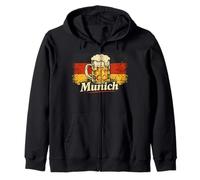Munich Bavaria Germany Flag Beer Lover Vintage Zip Hoodie