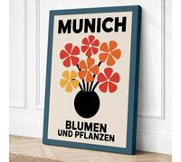 Munich Blumen Poster Retro Canvas Wall Art Print 18x12 Inch (46 x 30 cm)