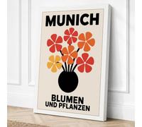 Munich Blumen Poster Retro Canvas Wall Art Print 18x12 Inch (46 x 30 cm)