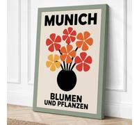 Munich Blumen Poster Retro Canvas Wall Art Print 24x16 Inch (61 x 41 cm)