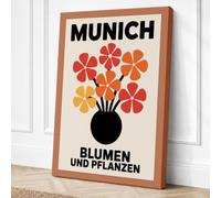 Munich Blumen Poster Retro Canvas Wall Art Print 24x16 Inch (61 x 41 cm)