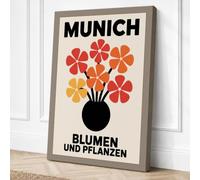 Munich Blumen Poster Retro Canvas Wall Art Print 24x16 Inch (61 x 41 cm)