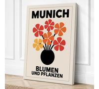 Munich Blumen Poster Retro Canvas Wall Art Print 30x20 Inch (76 x 51 cm)