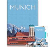 Munich Germany Travel 1000 Piece Jigsaw Puzzles for Adults & Teens,Challenging To Complete But Fun And Humorous Educational Game for Birthday 38x26cm