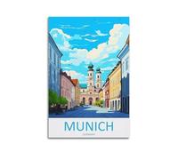 Munich Germany Vintage Travel Poster Painting On Canvas Wall Art Scroll Picture Print Living Room Walls Decor Homes 24x36inch(60x90cm)