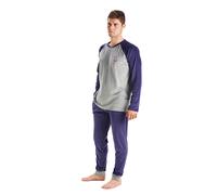 Munich Mens long-sleeved round-neck velvet pajamas MU3 - Blue - Size 2XL