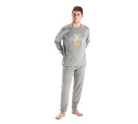 Munich Mens long-sleeved round-neck velvet pajamas MU3 - Grey - Size 2XL
