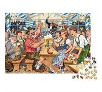 Munich Oktoberfest Tent Beer Stein Spill Wooden Jigsaw Puzzle Waterproof 1000 Piece Puzzles for Adults Gifts Fun Educational Games