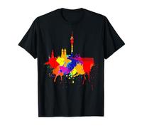 Munich Skyline Colored Painting Art I Love Munich T-Shirt