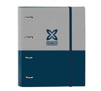MUNICH STREET - 4 Ring Binder 35 cm with 100 A4 Sheets, Ideal for Children of Different Ages, Comfortable and Versatile, Quality and Resistance, 27 x 3.5 x 32 cm, grey/blue, M, Casual