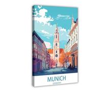 Munich Travel Poster Canvas Poster Wall Art Decor Print Picture Paintings for Living Room Bedroom Decoration 20x30inch(50x75cm)