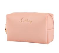 Munidow Personalized Makeup Bag - Waterproof, Custom Cosmetic Bag - Makeup Bag Pouch, Portable, PU Zipper Pouch Travel Cosmetic Organizer for Women Peach, Peach