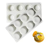 MUNIU 3D Stone Round Silicone Baking Mold for Mousse Cake, Silicone Molds for Baking Cakes, French Dessert Mold for Pastry Chocolate, Reusable Non-Stick Easy Release Baking Molds (8-Cavity)