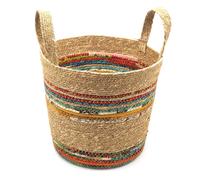 Munja & Reclaimed Sari Fabric Basket - Medium