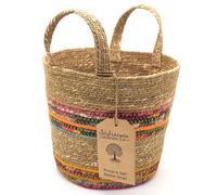 Munja & Reclaimed Sari Fabric Basket - Small