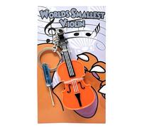 MunnyGrubbers - Original World's Smallest Violin Toy Keychain With Playable Sad Music - Tiny Mini Violin Keychain with Sound, Orange-black-white, Adult