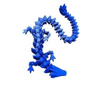 MunnyGrubbers - XL 26" Crystal Dragon Fidget Toy - Heavy Duty - 3D Printed Flexible Articulating Dragon Plastic Collectible Figurine - Surprise Egg Compatible - Dark Blue