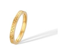 munone 2mm Checkered Ring 14K Gold Plated Titanium Stackable Checkerboard Rings for Women Men, Love Is A Worthy Match Statement Band, 6 UK, Metal, No Gemstone