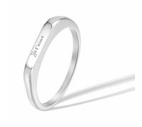 munone 2mm Love Statement Je t'aime Ring for Women Men，14K Gold Plated Titanium and Stainless Steel Stackable Comfort Ring, 6 UK, Metal, No Gemstone