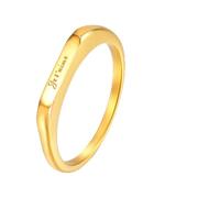 munone Jet'aime 14k Gold Stackable Comfort Ring Love You French 2mm Size 5-10, 7, Metal, No Gemstone