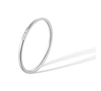 munone Ladies Thin Stackable Band Ring 14K Gold 3 Stone Flush Set Cubic Zirconia Comfort Fit Band Rings Size 5-10, 9, Metal, No Gemstone