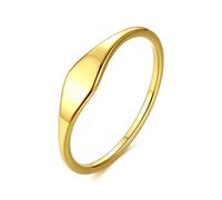 munone Stackable Signet Rings for Women Girls 14k Gold Plated Simple Slim Oval Thin 2mm Cute Petite Ring Sizes 5-10, 8, Metal, No Gemstone