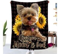 MUNOOR Yorkshire Terrier Blanket Throw Warm Cozy Flannel Blanket for Bed, Sofa, Couch and Chairs, 3D Printed Animals Sunflowers Blankets for kids Adults Girls Boys Home Decor (130x150 cm)