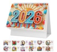 MUNORIAY Diamond Art Calendar 2026: Diamond Painting Art Kit for Adults - 5D DIY Special Shaped Rhinestone 2026 Monthly Flip Standing Tabletop Calendar Gem Art Dots Crafts Gift for Home Office (2026-A