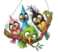 MUNORIAY Hanging Diamond Art Kit for Adult,DIY Acrylic Double Sided Birds Diamond Painting Window Suncatcher Pendant,Diamond Hanging Kit Crystal Gem Art Craft for Home Garden Wall Decor