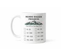 Munro Bagger Progress Mug, Scottish Mountain Hiking Tracker, Ceramic Coffee Mug with Checklist, Dishwasher Safe