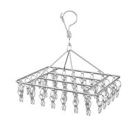 Munsesi Stainless Steel Sock Drying Rack, 360° Swivel Hook Wind-proof Clothes Hanger Rack, Underwear Hanger for Washing Line Accessories, Sock Hangers with 40 Pegs for Socks, Underwear, Gloves