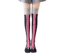 MUNSKT 1 Pair Chicken Leg Socks,Girls Novelty 3D Cartoon Weird Lovers,for Mens Womens,Funny Thigh Knee High Stockings Women Men Gifts (UK, Alpha, One Size, Regular, Regular, rose red)