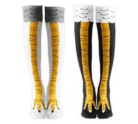MUNSKT 1 Pair Chicken Leg Socks,Girls Novelty 3D Cartoon Weird Lovers,for Mens Womens,Funny Thigh Knee High Stockings Women Men Gifts (UK, Alpha, One Size, Regular, Regular, black and white)