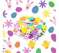 MUNSKT 100PCS Easter Foam Stickers,Glitter Easter Stickers for Children Creative Art Supplies & Decorations,Bonnet Making,Craft and Card Making