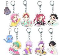 MUNSKT 10PCS K-pop D-emon H-unter Keychains, H-untrix Merch, H-untrx/x Printed Tiger Keychains, H-untrix Themed Acrylic Pendants, Fan Gifts