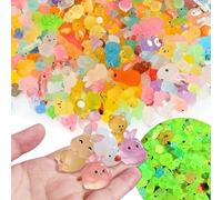 MUNSKT 140PCS Mini Luminous Resin Animals - Glow in Dark Tiny Plastic Figurines, Mini Ducks Turtle Toys for Fairy Garden, Dollhouse, Plant Decor & Gifts