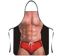 MUNSKT 1PC Funny Apron,Prank Xmas Apron For Men Gift, BBQ Baking Chef Cooks Cooking Sexy Novelty Pinafore (red)