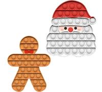 MUNSKT 2 Pack Christmas Pop Poppet It Fidget Toys Set,Bubble Popit Anti-Stress Toy,Santa and Gingerbread Man, Christmas Eve Box Party Bag Stocking Fillers for Kids Gifts, Children Popit Sensory Toy